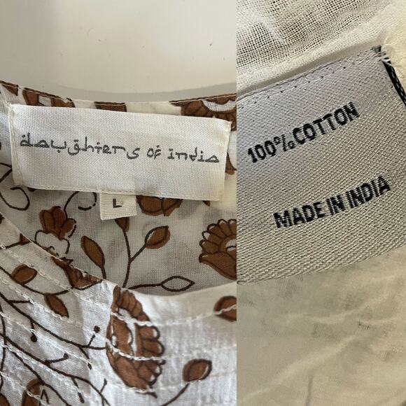 Daughters of India Bohemian Floral Maxi Dress - Cream and Brown - Picture 12 of 13